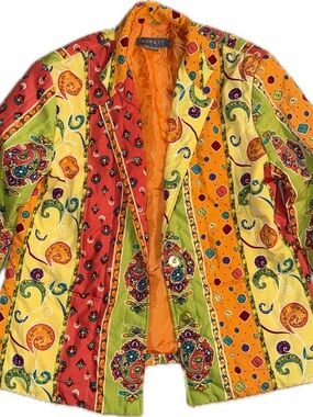 Koret Vibrant Patchwork Paisley Blazer in Yellow, Orange, Red & Green